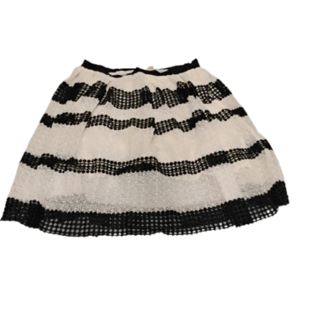 Michael Michael Kors Black White Lace Striped Skirt Boho Twee Sz 6
